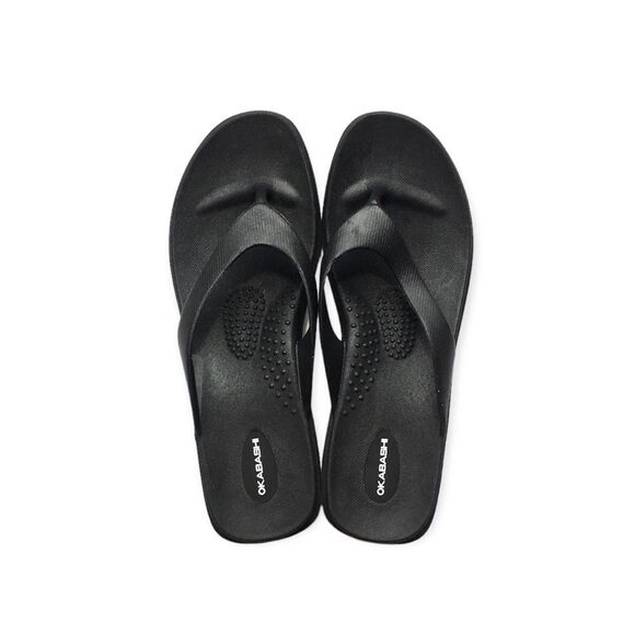 🆕Okabashi Splash Black Wedge Platform Flip Flops - Picture 7 of 9